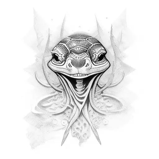 trebol, palmera, tortuga  tattoo design idea