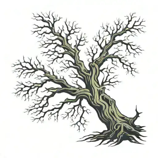 half dead tree tattoo design idea