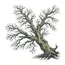 half dead tree tattoo design idea