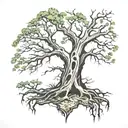 half dead tree tattoo design idea