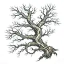 half dead tree tattoo design idea