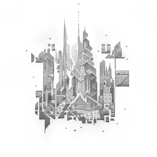 City puzzle tattoo design idea