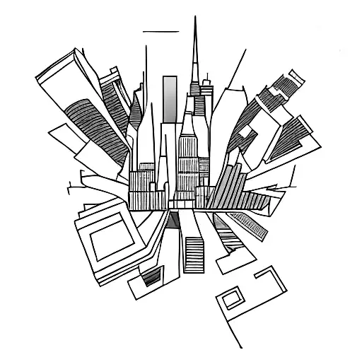 City skyline made of puzzle pieces tattoo design idea