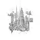 City puzzle tattoo design idea