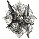 anubis and osiris with the eye of horus pyramid tattoo design idea