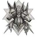 anubis and osiris with the eye of horus pyramid tattoo design idea