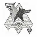 anubis and osiris with the eye of horus pyramid tattoo design idea