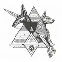anubis and osiris with the eye of horus pyramid tattoo design idea