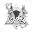 anubis and osiris with the eye of horus pyramid tattoo design idea