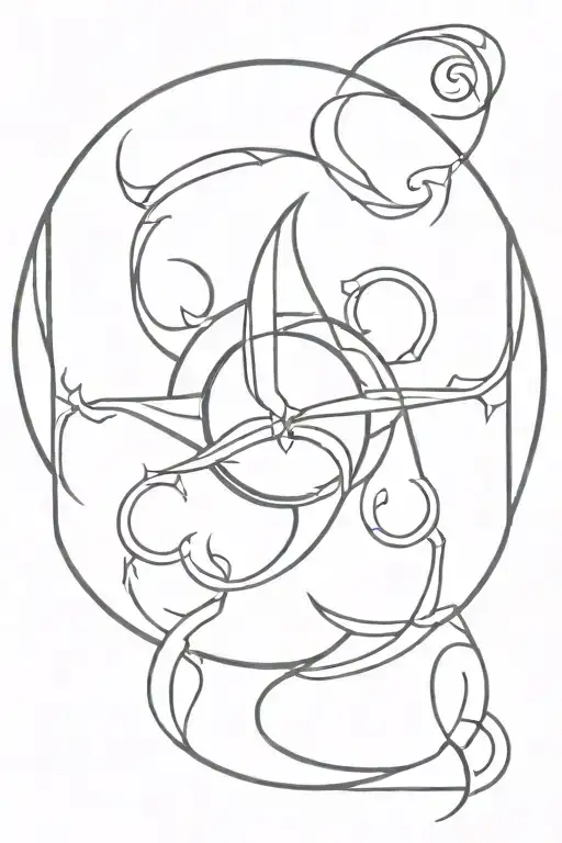 hecate's battle torch intertwined the triple moon symbol tattoo design idea