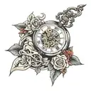 skeleton pocket watch tattoo design idea