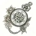 skeleton pocket watch tattoo design idea