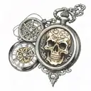 skeleton pocket watch tattoo design idea