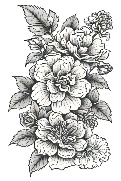 geranium rose chrysanthemum tattoo design idea