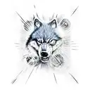 A 20 sided dice with Wolverine clawmarks underneath and a Werewolf Incorporated in the background tattoo design idea