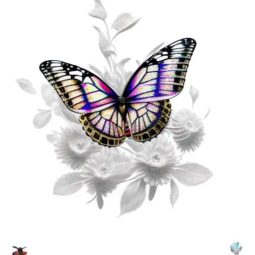 bush with butterflies tattoo design idea