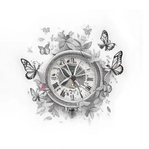 bush with butterflies tattoo design idea