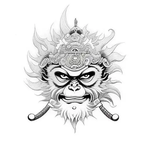 sun wukong monkey king tattoo design idea