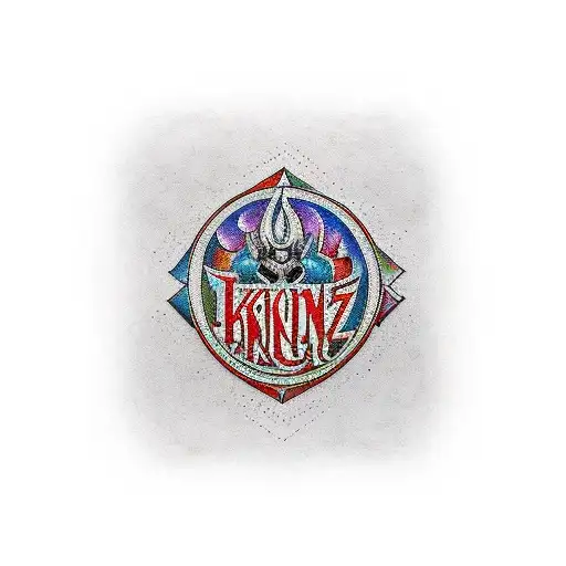 Traditional style tattoo of an Ibanez K7 guitar neck with the word 'Korn' incorporated in the design tattoo design idea