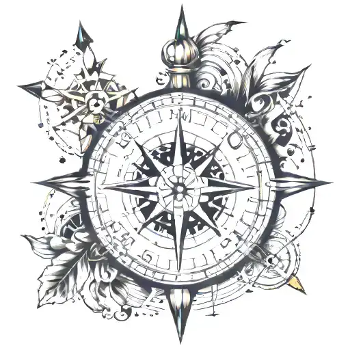 compass, binary code, family  tattoo design idea