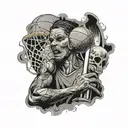 A basketball player with horror movie inspired tattoos tattoo design idea