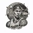 A basketball player with horror movie inspired tattoos tattoo design idea