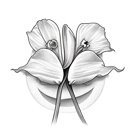 long sword wrapped with 1 carnation, 1 daffodil end 1 morning glory flower tattoo design idea