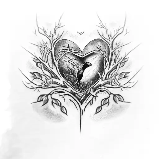 gothic thigh piece, gnarled branches and roots with roses and thorns, crows, steampunk heart tattoo design idea