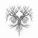 gothic thigh piece, gnarled branches and roots with roses and thorns, crows, steampunk heart tattoo design idea