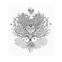 gothic tree scene, roses, crows and heart tattoo design idea