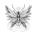 winged insect funeral pyre tattoo design idea