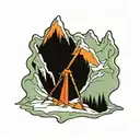mountain with ice axe mountaineering tattoo design idea