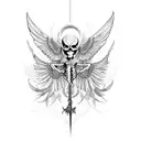 flying bird skeleton tattoo design idea