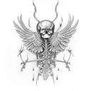 flying bird skeleton tattoo design idea