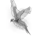 flying bird skeleton tattoo design idea