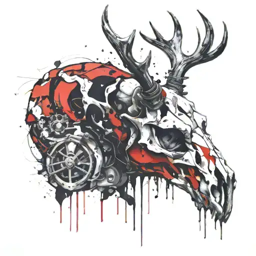 deer skull tattoo design idea