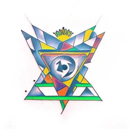 upside down triangle with two point crown on top tattoo design idea