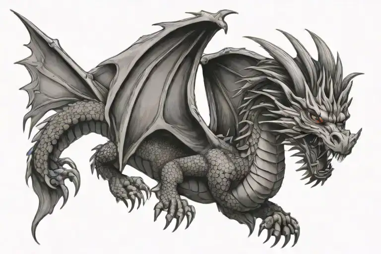 Fourth wing dragon flying tattoo design idea