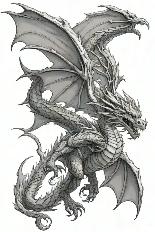 Fourth wing dragon from blood and ash tree tattoo design idea