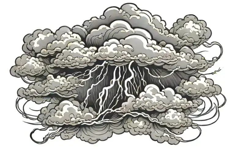 cloud with lightning tattoo design idea