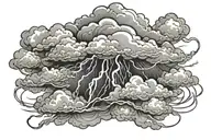 cloud with lightning tattoo design idea