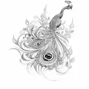 floral peacock tattoo design idea