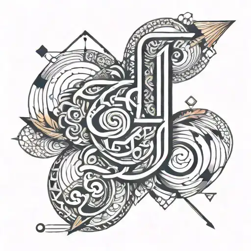 initials c b d tattoo design idea