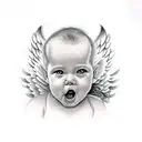 falling angel gangster baby with weapons tattoo design idea