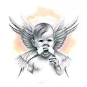 falling angel gangster baby with weapons tattoo design idea