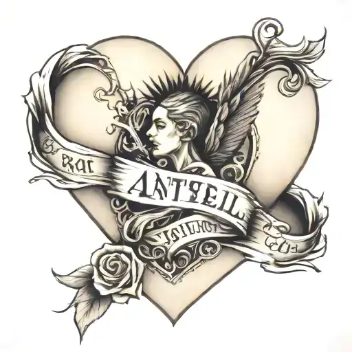 "Anita + Russell" Make a text tattoo inside of heart    tattoo design idea