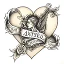 "Anita + Russell" Make a text tattoo inside of heart    tattoo design idea