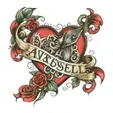"Anita + Russell" Make a text tattoo inside of heart    tattoo design idea