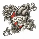 "Anita + Russell" Make a text tattoo inside of heart    tattoo design idea