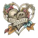 "Anita + Russell" Make a text tattoo inside of heart    tattoo design idea